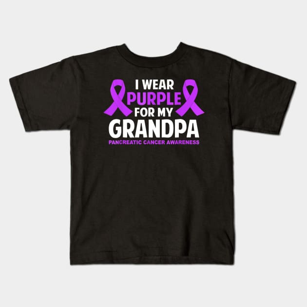 I Wear Purple For My Grandpa Pancreatic Cancer Kids T-Shirt by LiFilimon